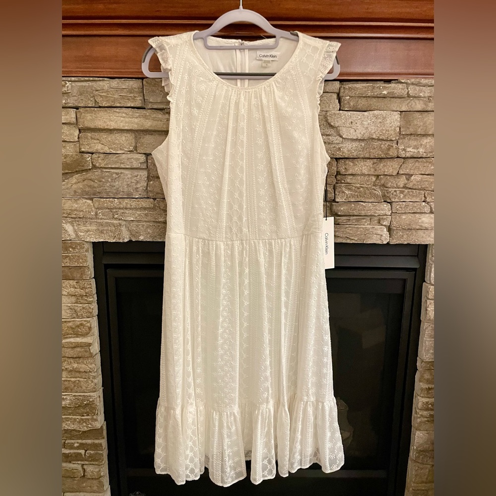 New Calvin Klein White Eyelet Sundress NWT
